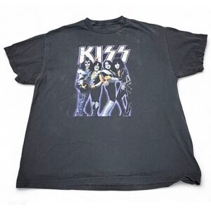 KISS Band T Shirt Mens Large Black Graphic Tee 2005 Kiss Catalog Ltd Rock